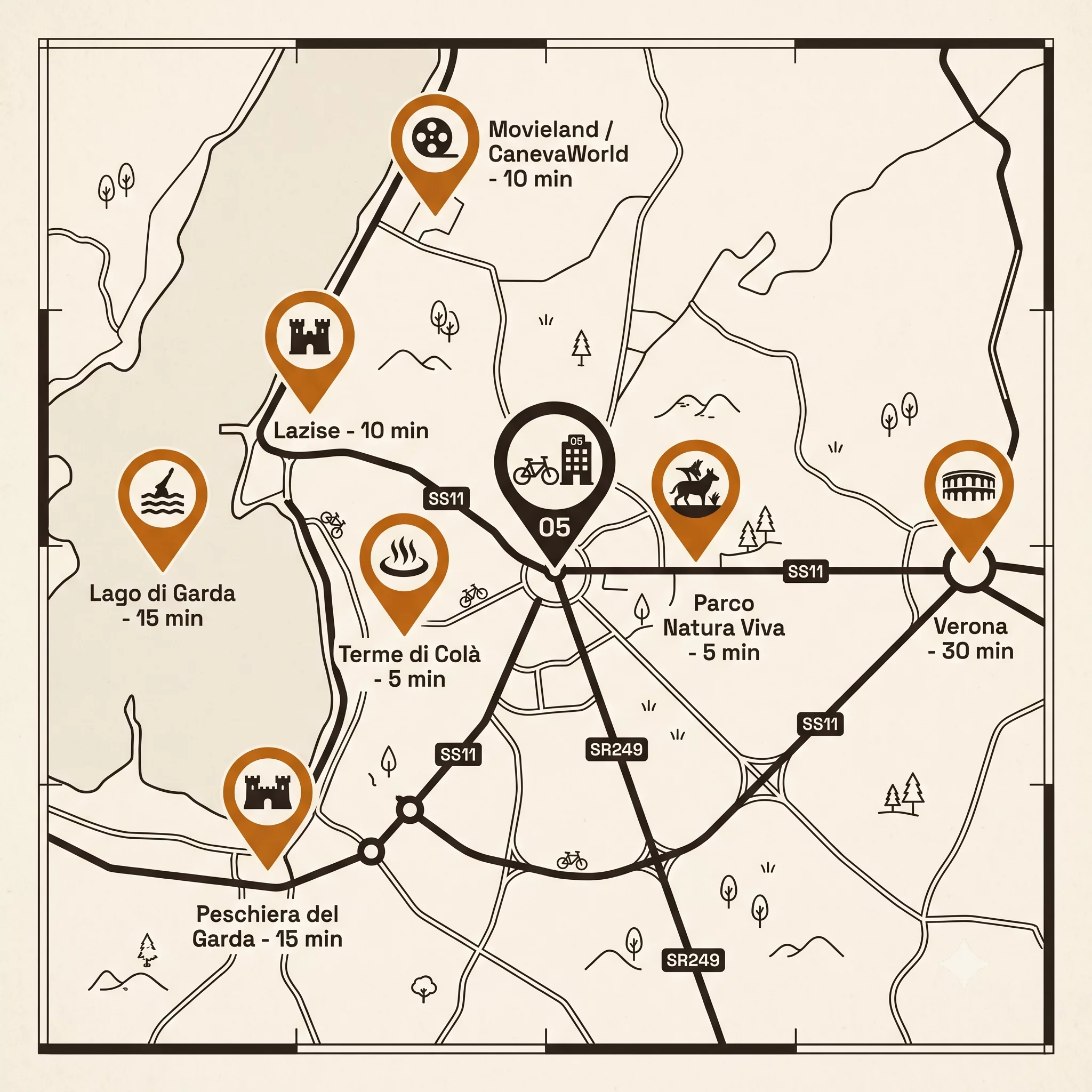 Mappa: Mappa Mod 05 hotel a Castelnuovo del Garda vicino Lazise e Peschiera